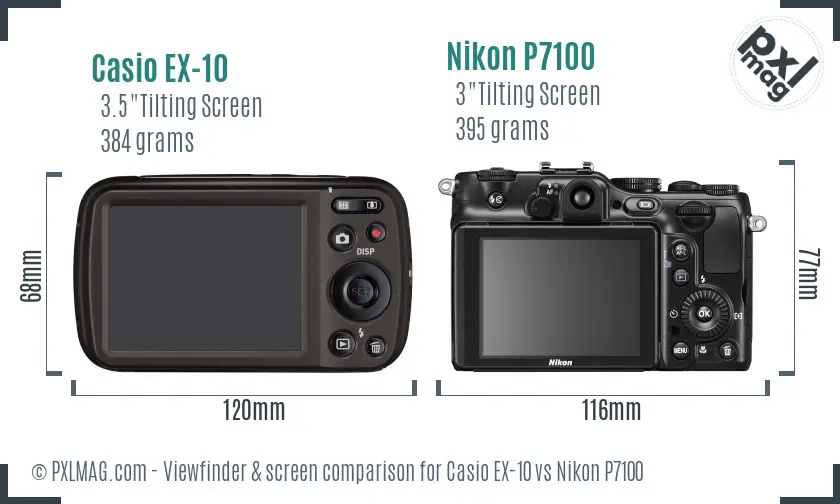 Casio EX-10 vs Nikon P7100 Screen and Viewfinder comparison