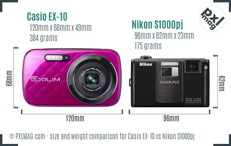 Casio EX-10 vs Nikon S1000pj size comparison