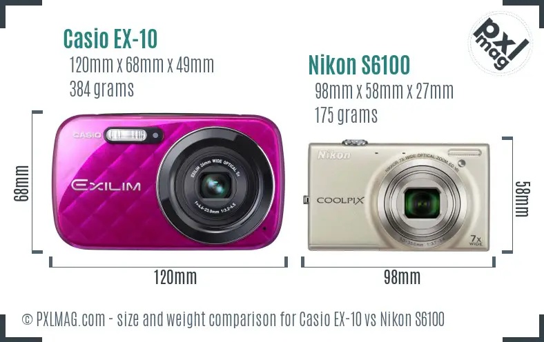 Casio EX-10 vs Nikon S6100 size comparison