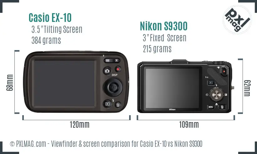 Casio EX-10 vs Nikon S9300 Screen and Viewfinder comparison Casio EX-10 vs Nikon S9300 Screen and Viewfinder comparison