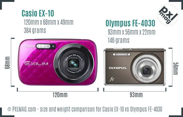 Casio EX-10 vs Olympus FE-4030 size comparison