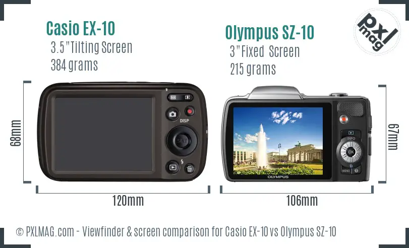 Casio EX-10 vs Olympus SZ-10 Screen and Viewfinder comparison Casio EX-10 vs Olympus SZ-10 Screen and Viewfinder comparison