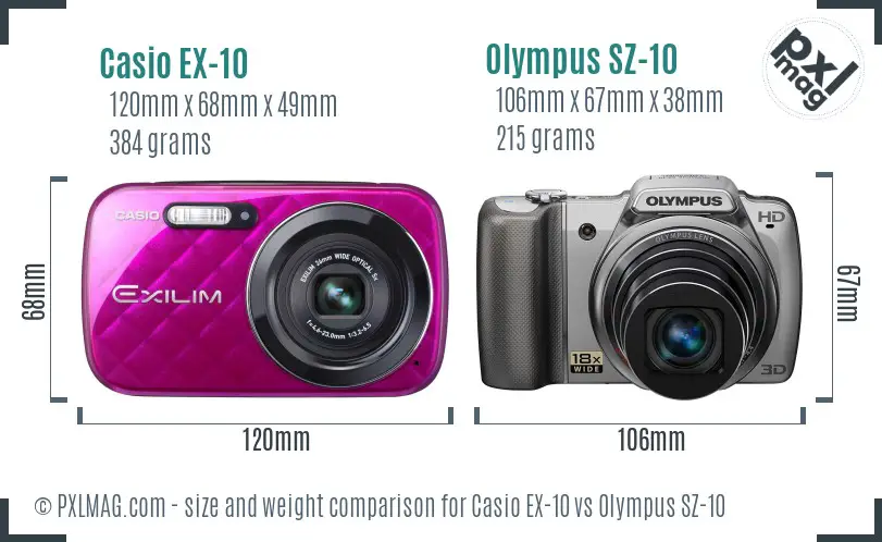 Casio EX-10 vs Olympus SZ-10 size comparison Casio EX-10 vs Olympus SZ-10 size comparison