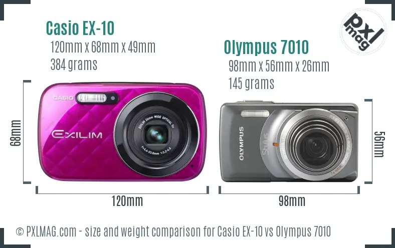 Casio EX-10 vs Olympus 7010 size comparison