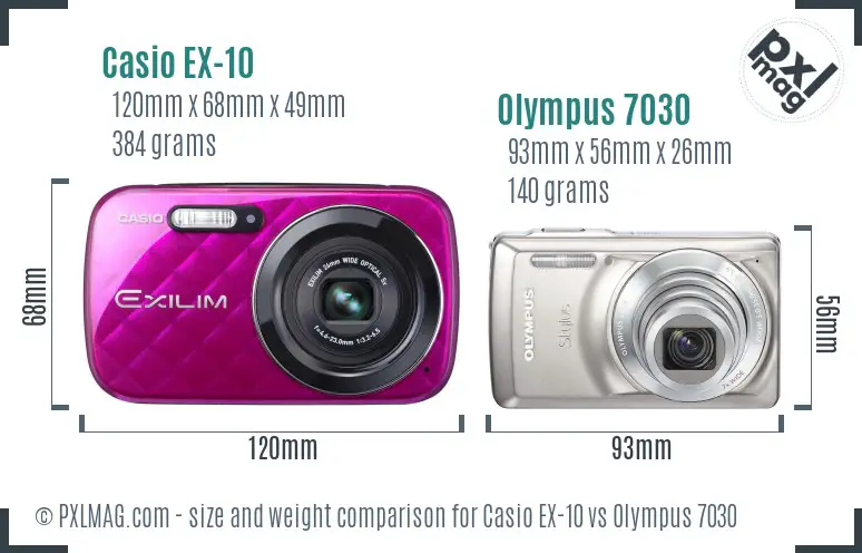 Casio EX-10 vs Olympus 7030 size comparison