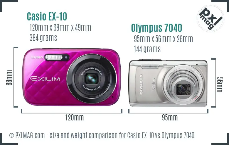 Casio EX-10 vs Olympus 7040 size comparison