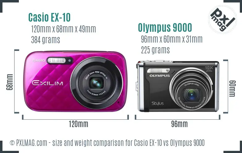 Casio EX-10 vs Olympus 9000 size comparison