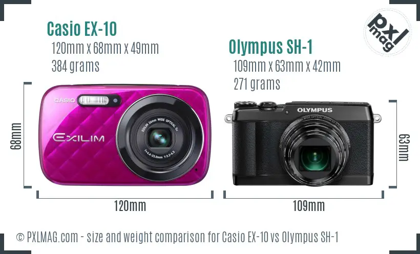 Casio EX-10 vs Olympus SH-1 size comparison