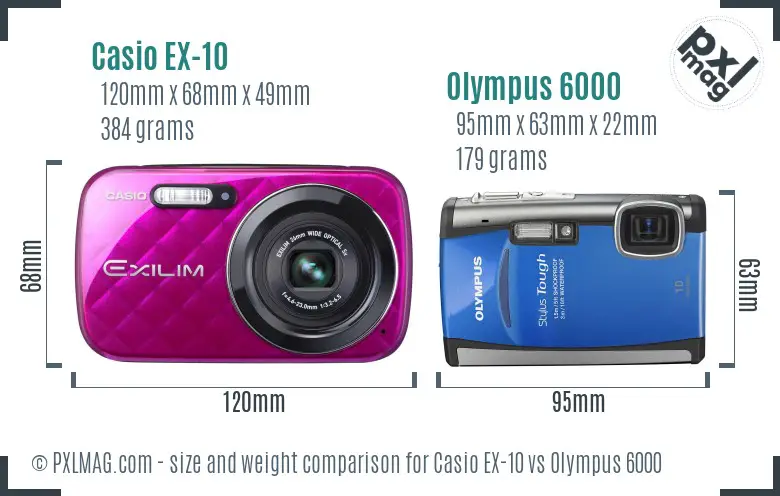 Casio EX-10 vs Olympus 6000 size comparison