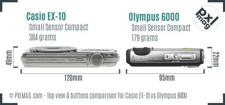 Casio EX-10 vs Olympus 6000 top view buttons comparison