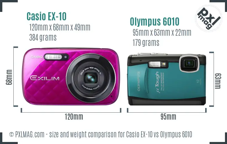 Casio EX-10 vs Olympus 6010 size comparison