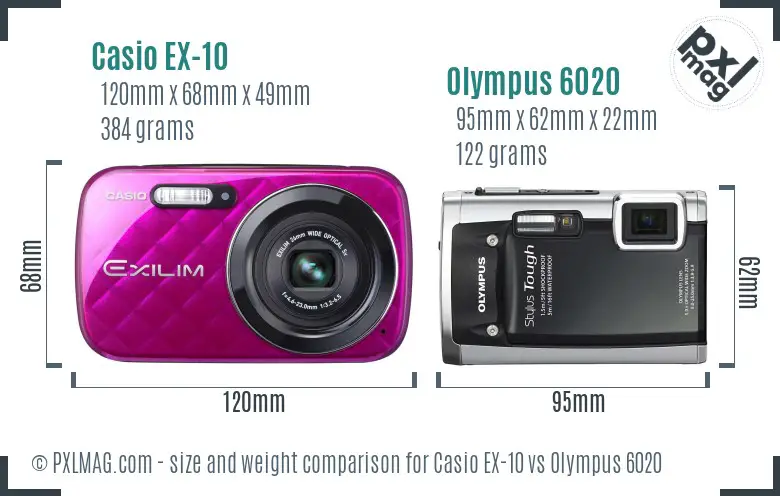 Casio EX-10 vs Olympus 6020 size comparison