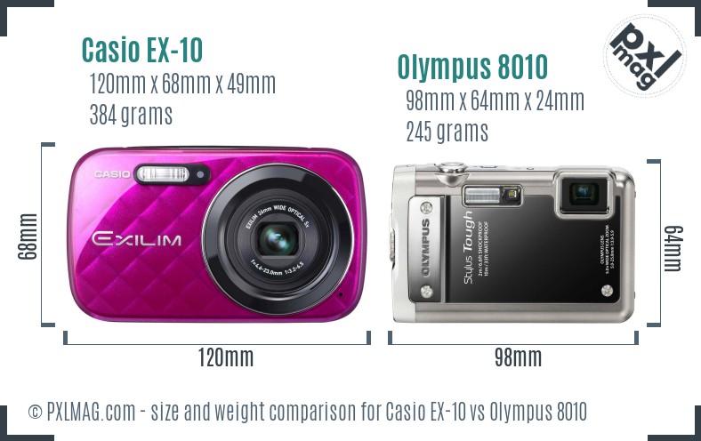 Casio EX-10 vs Olympus 8010 size comparison Casio EX-10 vs Olympus 8010 size comparison