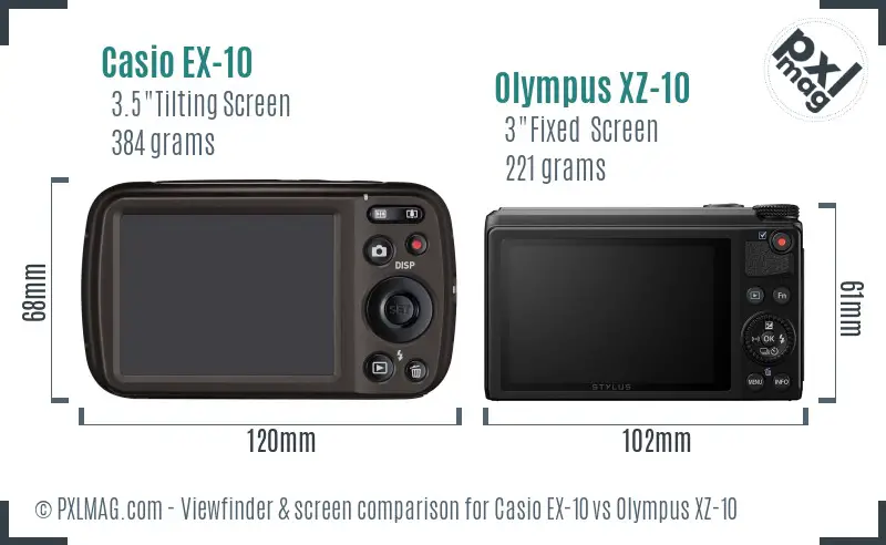 Casio EX-10 vs Olympus XZ-10 Screen and Viewfinder comparison