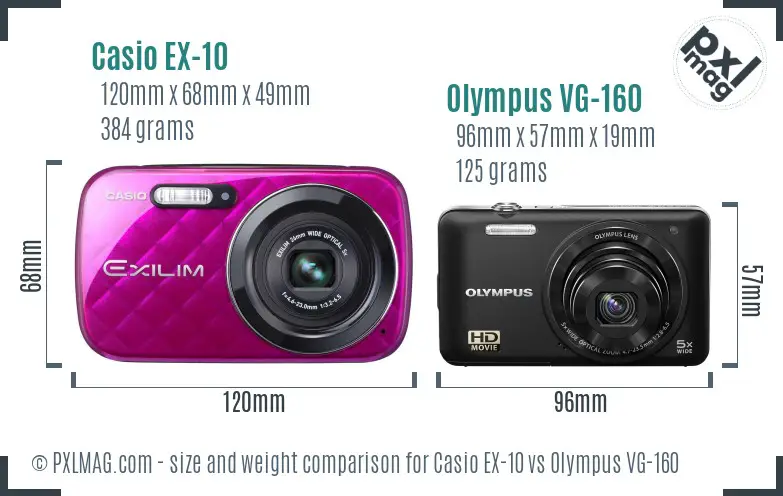 Casio EX-10 vs Olympus VG-160 size comparison