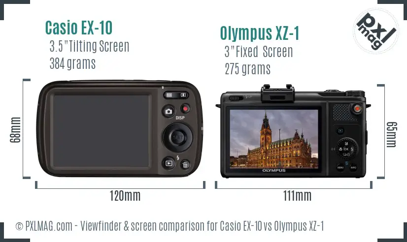 Casio EX-10 vs Olympus XZ-1 Screen and Viewfinder comparison