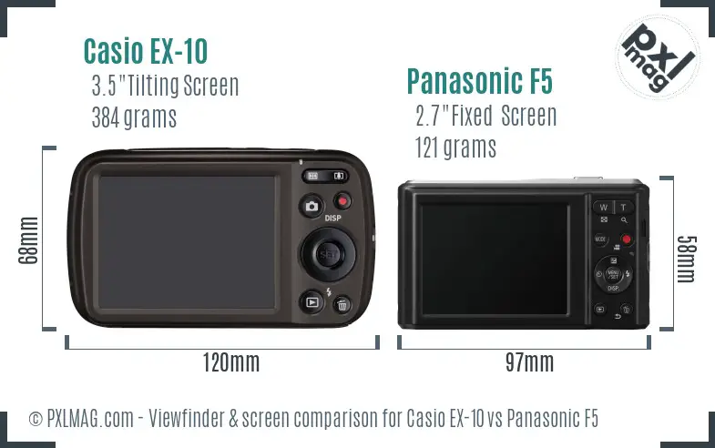 Casio EX-10 vs Panasonic F5 Screen and Viewfinder comparison