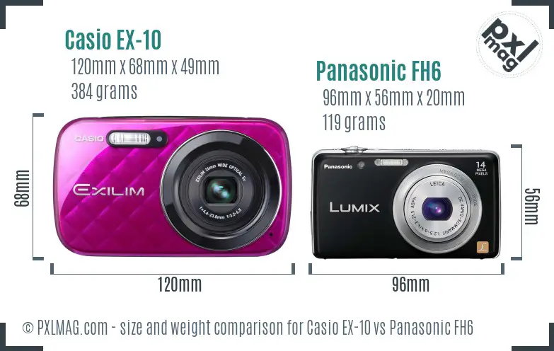 Casio EX-10 vs Panasonic FH6 size comparison