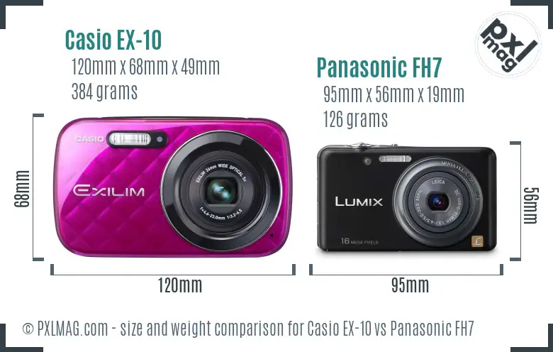 Casio EX-10 vs Panasonic FH7 size comparison
