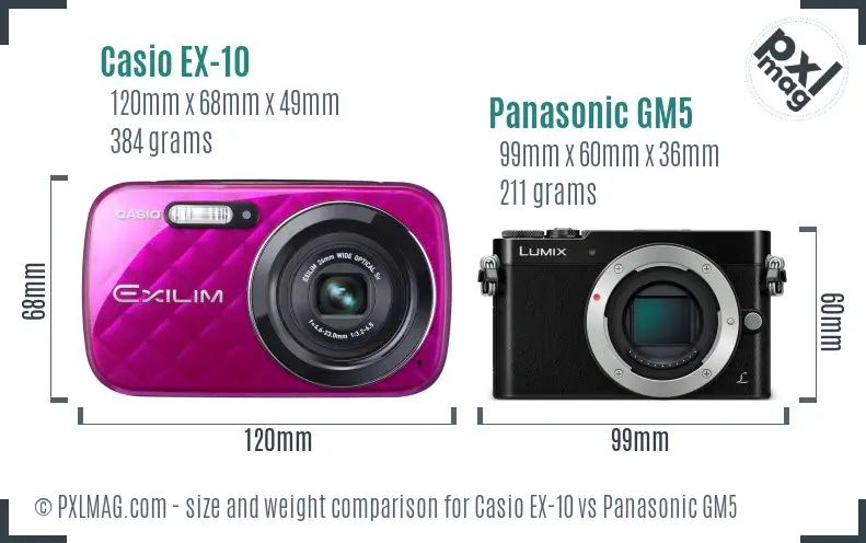 Casio EX-10 vs Panasonic GM5 size comparison