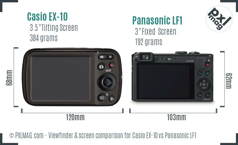 Casio EX-10 vs Panasonic LF1 Screen and Viewfinder comparison