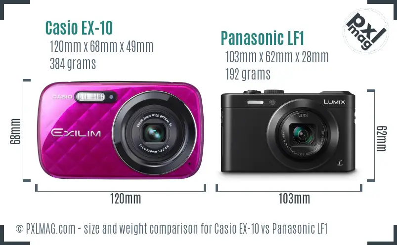 Casio EX-10 vs Panasonic LF1 size comparison