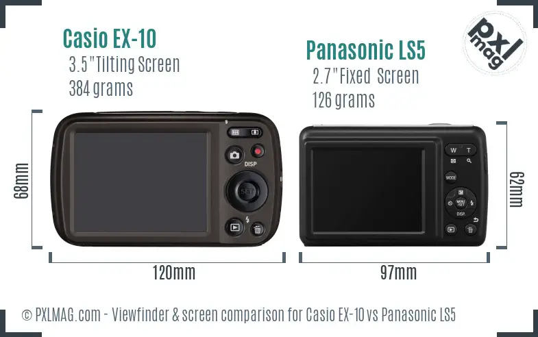Casio EX-10 vs Panasonic LS5 Screen and Viewfinder comparison
