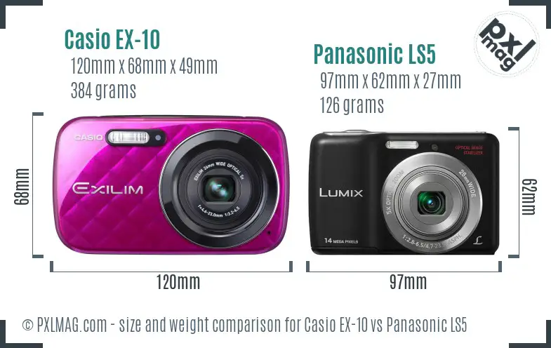 Casio EX-10 vs Panasonic LS5 size comparison