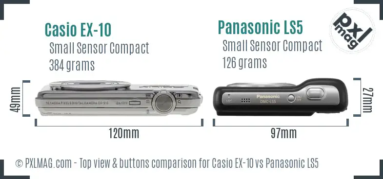 Casio EX-10 vs Panasonic LS5 top view buttons comparison