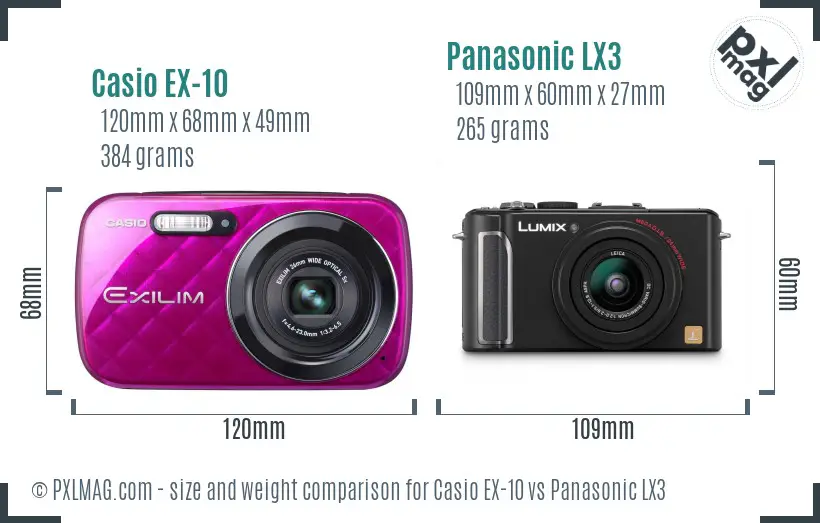 Casio EX-10 vs Panasonic LX3 size comparison