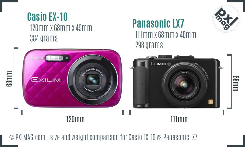Casio EX-10 vs Panasonic LX7 size comparison