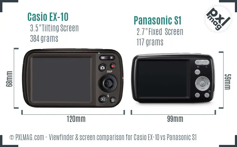 Casio EX-10 vs Panasonic S1 Screen and Viewfinder comparison
