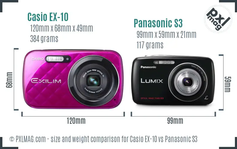 Casio EX-10 vs Panasonic S3 size comparison