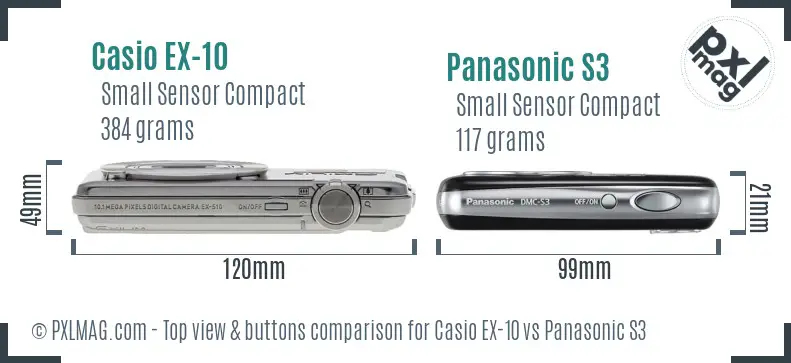 Casio EX-10 vs Panasonic S3 top view buttons comparison