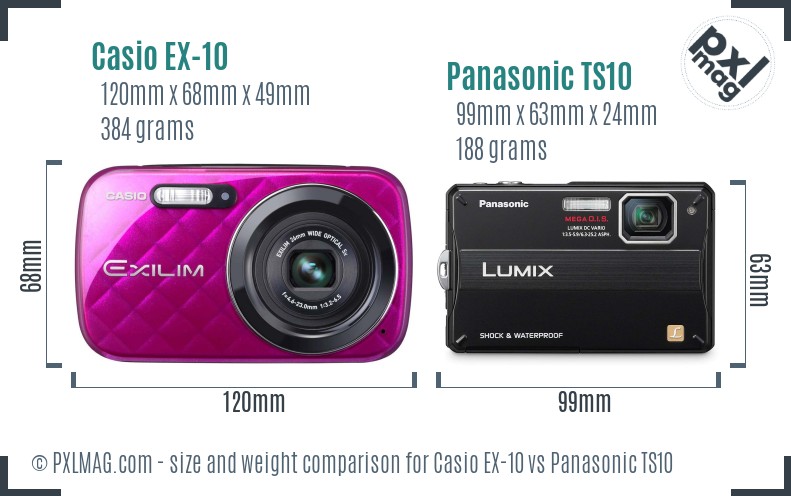 Casio EX-10 vs Panasonic TS10 size comparison Casio EX-10 vs Panasonic TS10 size comparison