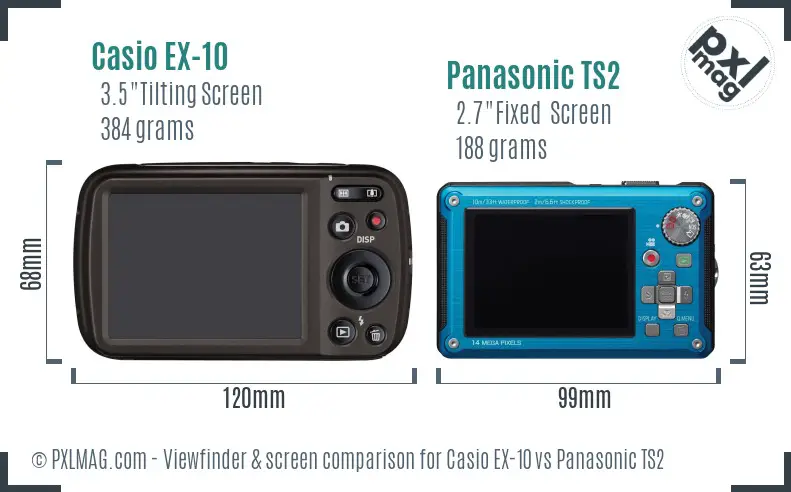 Casio EX-10 vs Panasonic TS2 Screen and Viewfinder comparison