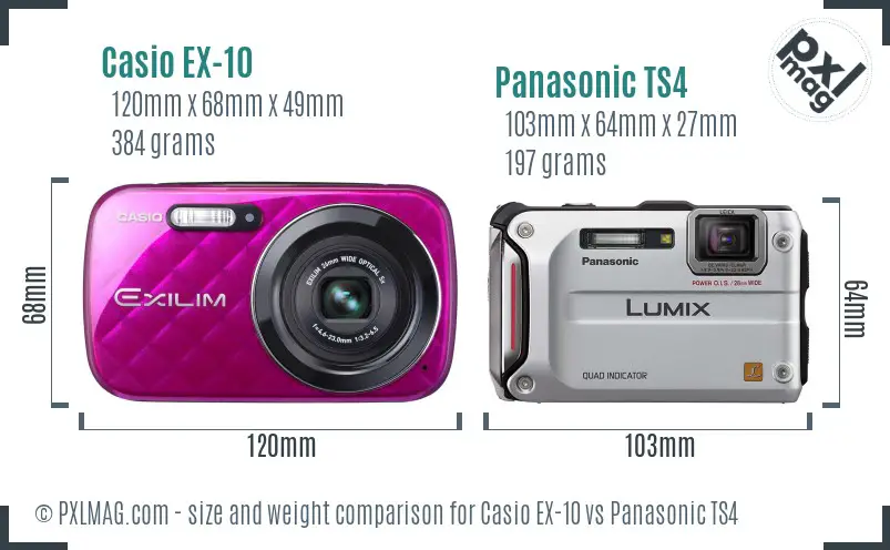 Casio EX-10 vs Panasonic TS4 size comparison