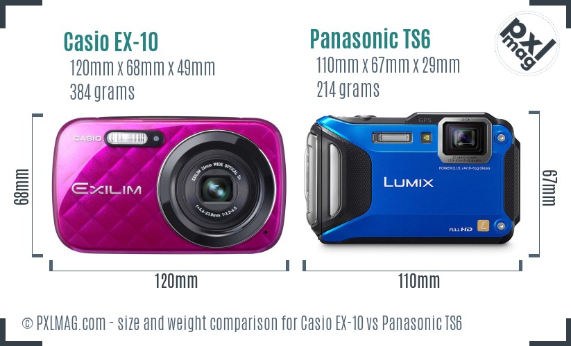 Casio EX-10 vs Panasonic TS6 size comparison Casio EX-10 vs Panasonic TS6 size comparison