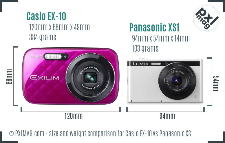 Casio EX-10 vs Panasonic XS1 size comparison