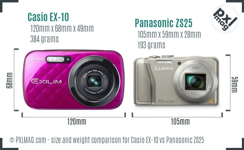 Casio EX-10 vs Panasonic ZS25 size comparison Casio EX-10 vs Panasonic ZS25 size comparison