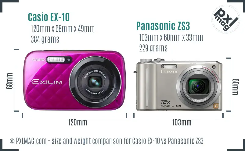 Casio EX-10 vs Panasonic ZS3 size comparison Casio EX-10 vs Panasonic ZS3 size comparison