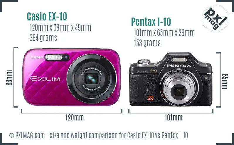 Casio EX-10 vs Pentax I-10 size comparison