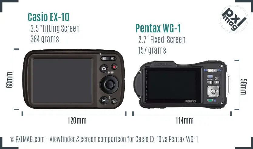 Casio EX-10 vs Pentax WG-1 Screen and Viewfinder comparison Casio EX-10 vs Pentax WG-1 Screen and Viewfinder comparison
