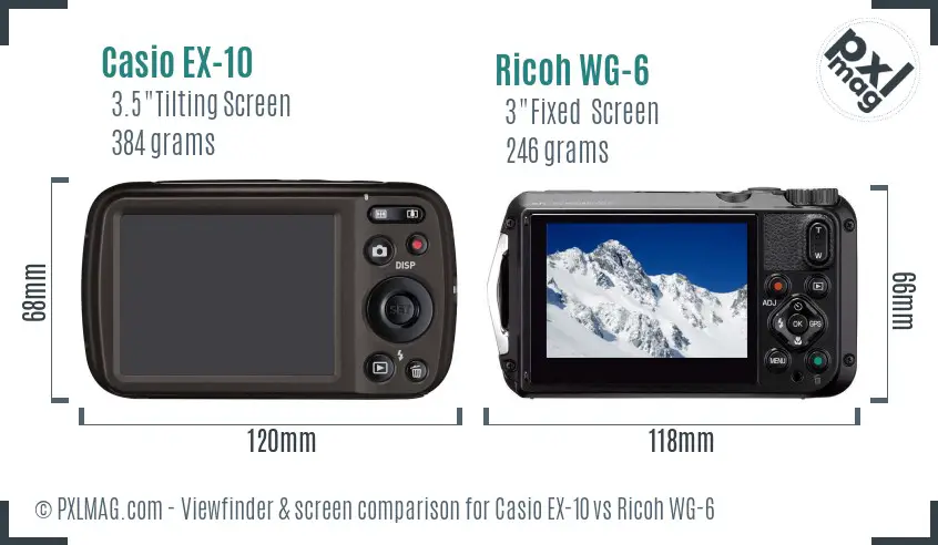 Casio EX-10 vs Ricoh WG-6 Screen and Viewfinder comparison Casio EX-10 vs Ricoh WG-6 Screen and Viewfinder comparison