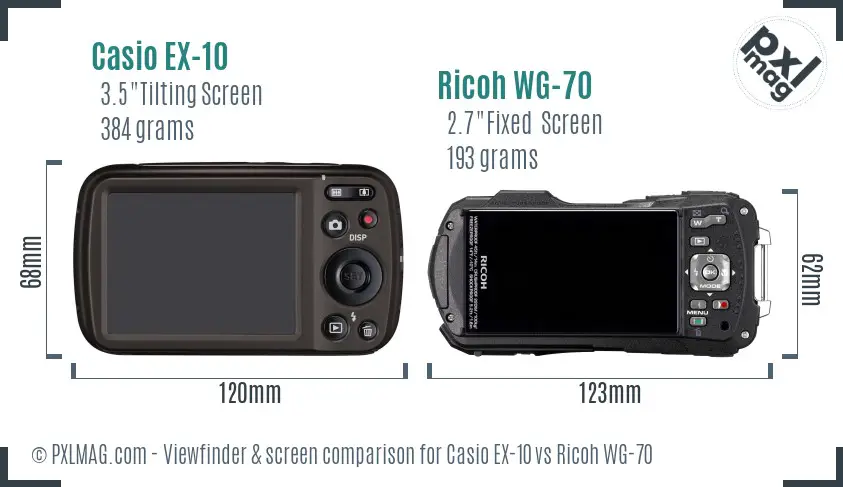 Casio EX-10 vs Ricoh WG-70 Screen and Viewfinder comparison Casio EX-10 vs Ricoh WG-70 Screen and Viewfinder comparison