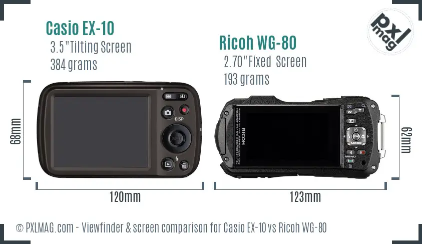 Casio EX-10 vs Ricoh WG-80 Screen and Viewfinder comparison Casio EX-10 vs Ricoh WG-80 Screen and Viewfinder comparison