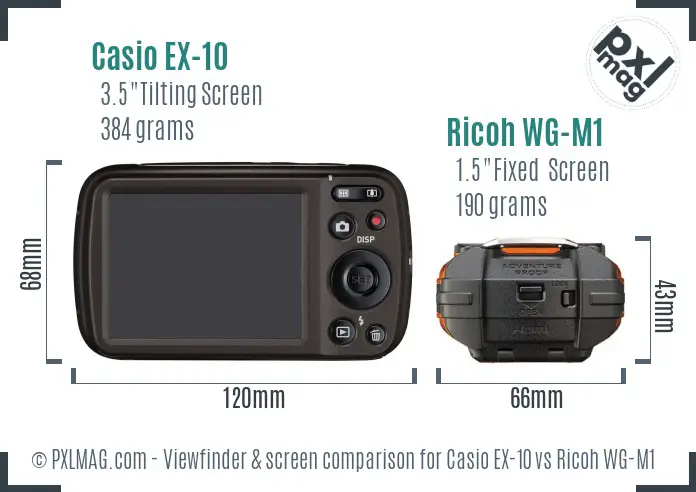 Casio EX-10 vs Ricoh WG-M1 Screen and Viewfinder comparison