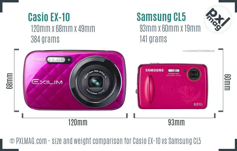 Casio EX-10 vs Samsung CL5 size comparison