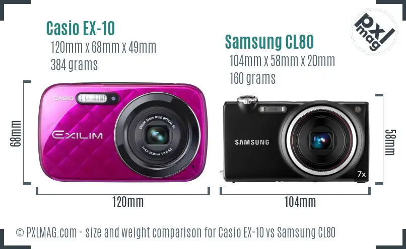 Casio EX-10 vs Samsung CL80 size comparison Casio EX-10 vs Samsung CL80 size comparison