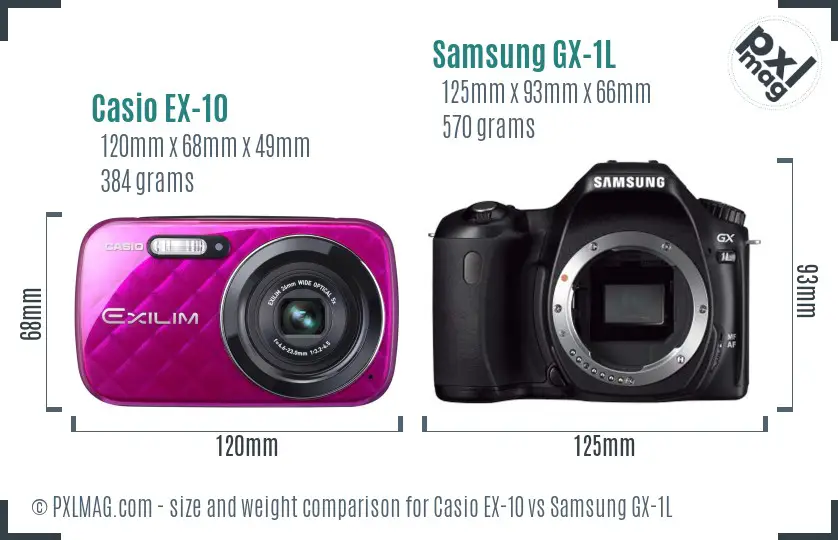 Casio EX-10 vs Samsung GX-1L size comparison